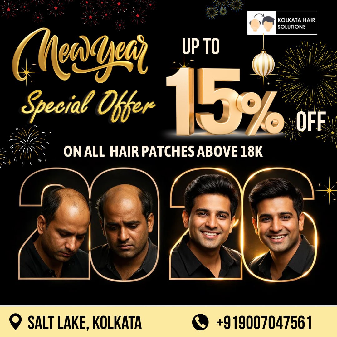 New Year offer of 15% off on hair wigs and hair patches in kolkata for men