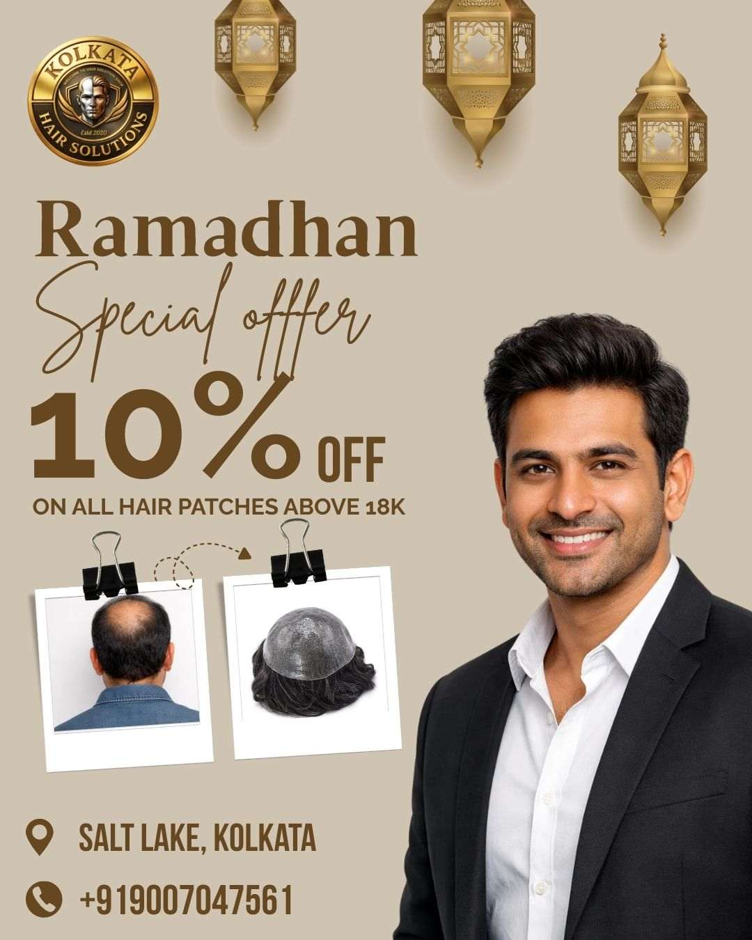 Eid festival offer 10 percent off on hair patch and wigs in Salt Lake Kolkata