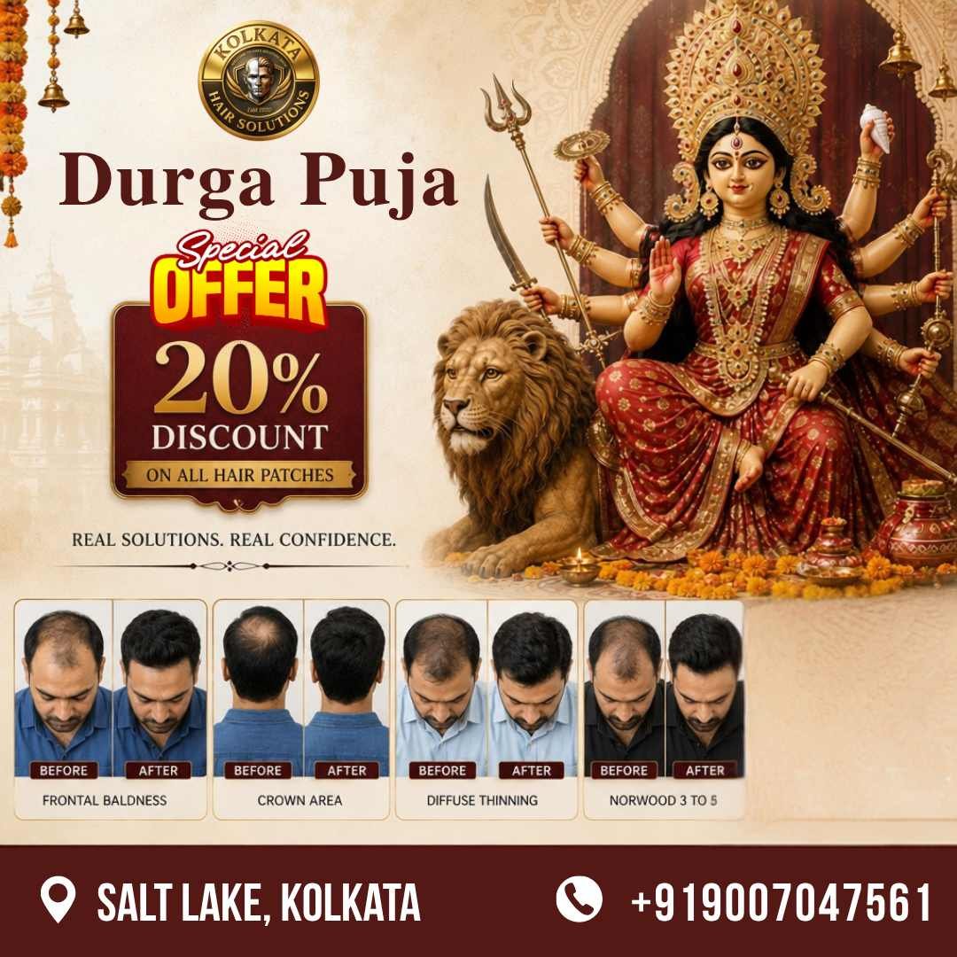 Durga puja sale 20% off on hair patch and wigs in Salt Lake, Kolkata.
